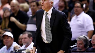 Le manager des San Antonio Spurs Gregg Popovich lors des finales NBA contre le Heat de Miami, le 15 juin 2014 [Andy Lyons / Getty/AFP/Archives]