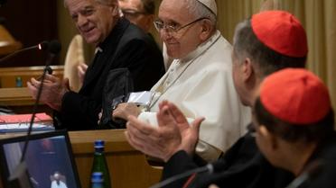 Photo fournie par les autorités du Vatican du pape François lors de la deuxième journée de refléxion sur les démons de la pédophilie au sein de l'Eglise, le 22 février 2019 au Vatican [Handout / VATICAN MEDIA/AFP]