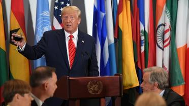 Le président américain Donald Trump, photographié lors d'un déjeuner en marge de la conférence générale de l'ONU mardi à New York [SAUL LOEB / AFP]
