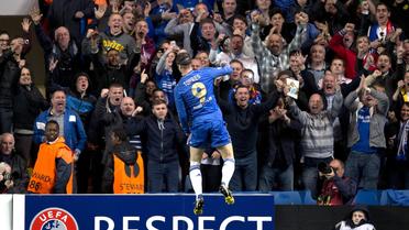 L'attaquant espagnol de Chelsea Fernando Torres célèbre son but contre Bâle à Stamford Bridge le 2 mai 2013.