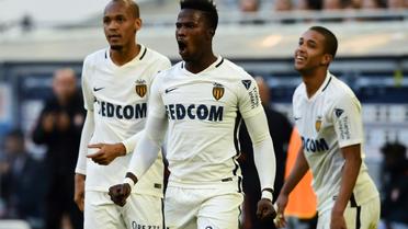 L'attaquant Keita Baldé (c) exulte  après avoir ouvert le score pour Monaco face à Bordeaux au Matmut Atlantique, le 28 octobre 2018     [NICOLAS TUCAT / AFP]