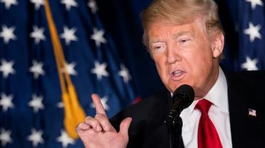 Donald Trump, favori des primaires républicaines aux Etats-Unis, à Washington le 27 avril 2016 [Brendan Smialowski / AFP]