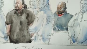 Croquis d'audience du procès de Jawad Bendaoud, le 26 janvier 2017 au tribunal de Bobigny [Benoit PEYRUCQ / AFP]