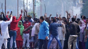 Manifestation à Rohtak, dans le nord de l'Inde contre le système de castes, le 20 février 2016 [STRDEL / AFP]