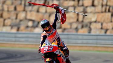 L'Espagnol Marc Marquez, Honda, remporte le GP d'Aragon de MotoGP sur le circuit d'Alcaniz le 25 septembre 2016 [JOSE JORDAN / AFP]
