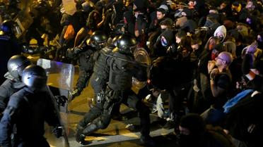 Heurts entre manifestants et forces de police après la condamnation des dirigeants indépendantistes, le 15 octobre 2019 à Barcelone [LLUIS GENE / AFP]