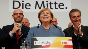 Angela Merkel, après sa victoire aux législatives, le 24 septembre 2017 à Berlin [Odd ANDERSEN / AFP]