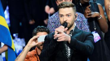 Le chanteur américain Justin Timberlake à l'Eurovision, le 13 mai à Stockholm [Jonathan Nackstrand  / AFP]