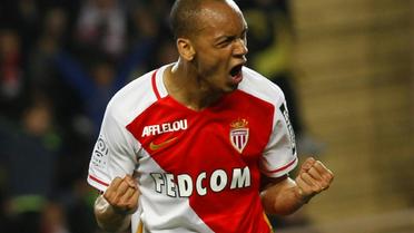 Le défenseur de Monaco Fabinho exulte après avoir converti un penalty face à Montpellier au stade Louis II, le 14 mai 2016 [JEAN CHRISTOPHE MAGNENET / AFP]