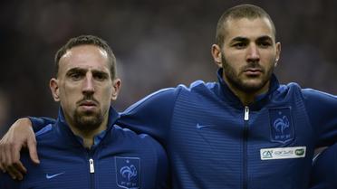 Franck Ribery et Karim Benzema le 19 novembre 2013 au Stade de France à Saint-Denis [Franck Fife / AFP/Archives]