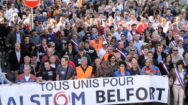 Manifestation d'opposants à la fermeture du site d'Alstom, le 24 septembre 2016 à Belfort [SEBASTIEN BOZON / AFP]