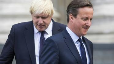 Le Premier ministre britannique David Cameron (d), qui avait provoqué le référendum sur le Brexit en 2016, et Boris Johnson (g), maire de Londres, le 7 juillet 2015
 [JACK TAYLOR / AFP/Archives]