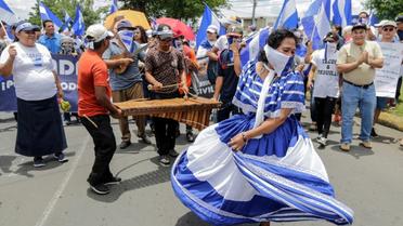 Manifestation contre le président du Nicaragua, Daniel Ortega, le 15 août 2018 à Managua [INTI OCON / AFP]