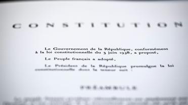 Le préambule de la Constitution française de 1958 visible au Conseil Constititionnel, le 21 juin 2018 à Paris [JOEL SAGET / AFP/Archives]