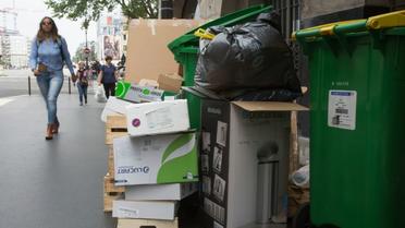 Des poubelles s'entassent dans une rue de Paris, le 8 juin 2016 [Geoffroy Van der Hasselt / AFP/Archives]