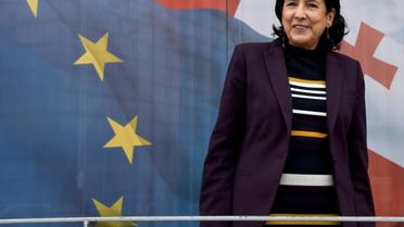 La candidate Salomé Zourabichvili, favorite du scrutin, à Tbilissi en Géorgie, le 24 octobre 2018 [Vano SHLAMOV / AFP/Archives]