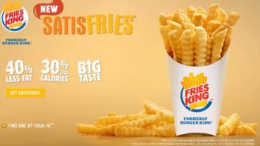 La page d'accueil du site de Burger King, rebaptisé FriesKing (capture d'écran)