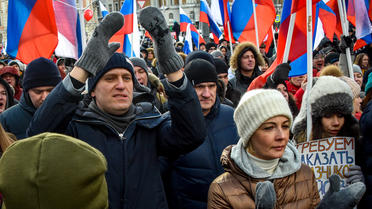 L'opposant russe Alexeï Navalny, lors d'une manifestation à Moscou, le 25 février 2018.