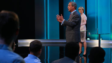 Le président du parti eurosceptique UKIP Nigel Farage lors du débat télévisé du mardi 7 juin.