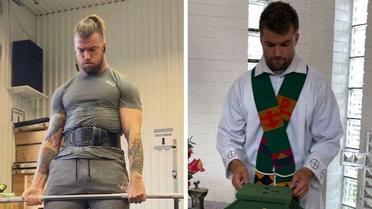 Sur Instagram, le prêtre suédois partage des photos et des vidéos de ses séances de musculation, mais aussi de ses messes.
