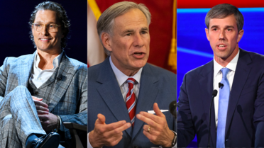 Matthew McConaughey, Greg Abbott et Beto O'Rourke (de gauche à droite) sont les trois favoris des sondages 