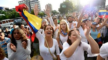 Des manifestants opposés au président Nicolas Maduro à Caracas, le samedi 15 avril 2017.