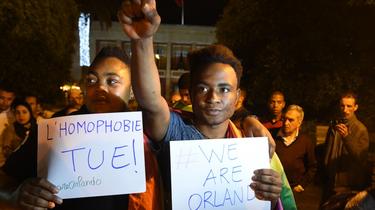 Une manifestation contre l'homophobie à Rabat après l'attentat dans une boite gay d'Orlando en 2016