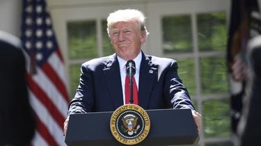 Donald Trump lors de son discours annonçant la sortie américaine de l'accord de Paris.