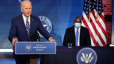 Joe Biden lors de la présentation de Lloyd Austin, futur secrétaire d'Etat à la Défense.