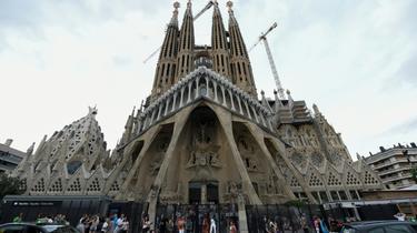 La Sagrada Familia (la Sainte Famille), édifice emblématique de Barcelone, a obtenu enfin un permis de construire, après 137 ans de chantier illégal. Barcelone le 19 aôut 2017. [LLUIS GENE                           / AFP]