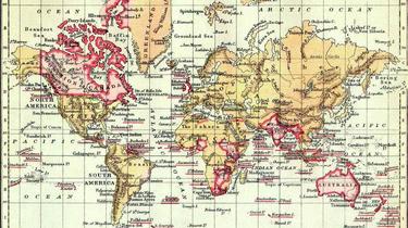 L’empire britannique en 1897, couvrant notamment le Canada, l’empire des Indes et l’Australie. 