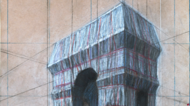 Christo avait réalisé quantité de dessins préparatoires à l'empaquetage de l'Arc de triomphe prévu en septembre