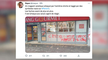 De nouvelles inscriptions antisémites ont été découvertes sur la devanture d'un restaurant chinois à Paris.