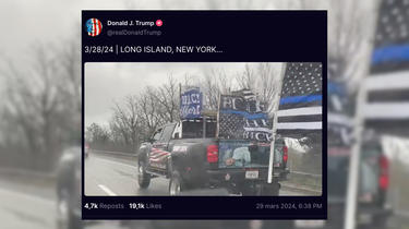 The video, filmed on Long Island on Thursday March 28, was shared by Donald Trump