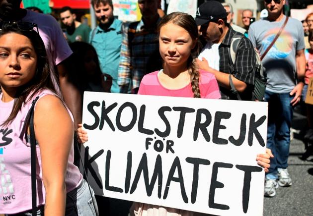 Greta Thunberg lors d'une marche pour le climat à New York le 20 septembre 2019 [Johannes EISELE / AFP]