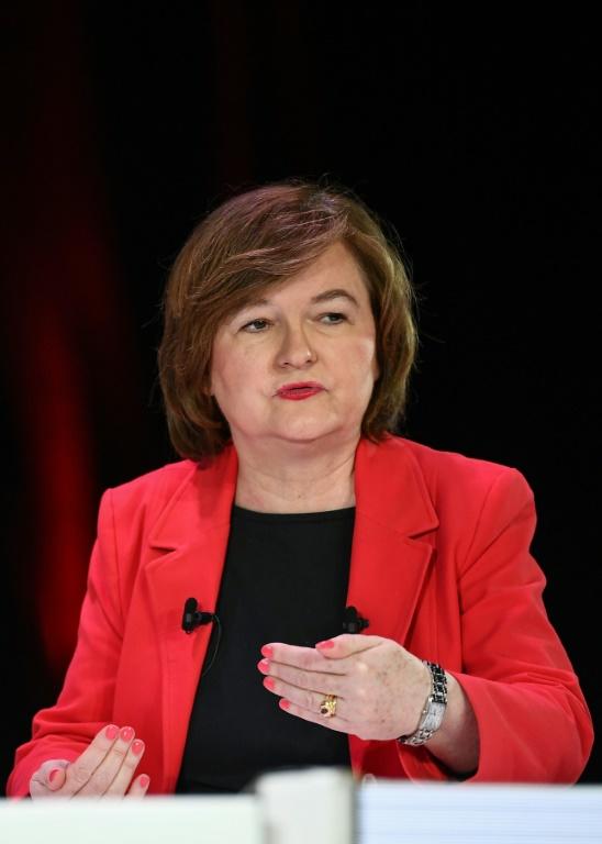 Nathalie Loiseau, tête de liste LREM aux élections européennes, le 11 avril 2019 à Paris [Anne-Christine POUJOULAT             / AFP]