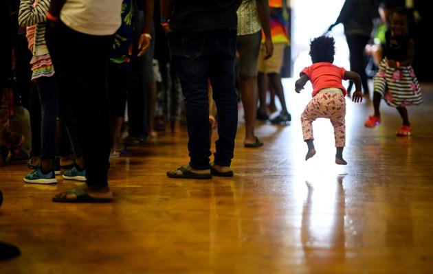 Les migrants sont hébergés dans un gymnase de Portland (Maine) [Johannes EISELE / AFP]