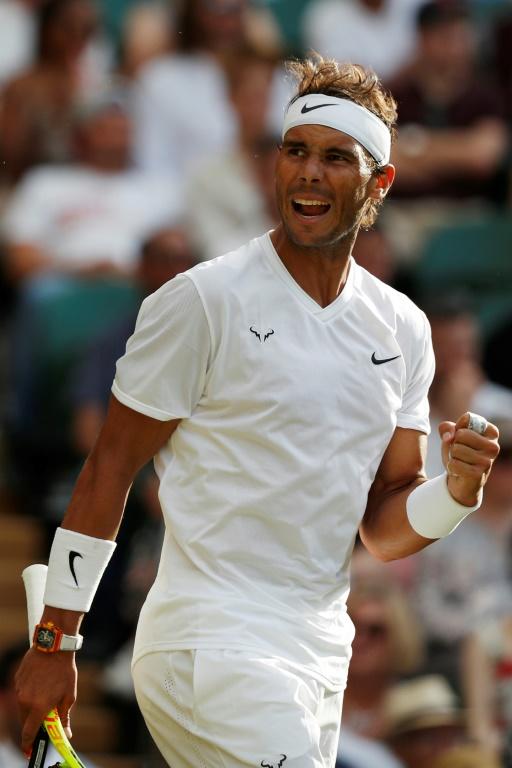 Rafael Nadal vainqueur avec autorité de l'imprévisible Australien Nick Kyrgios à Wimbledon, le 4 juillet 2019, affrontera Jo-Wilfried Tsonga [Adrian DENNIS / AFP]