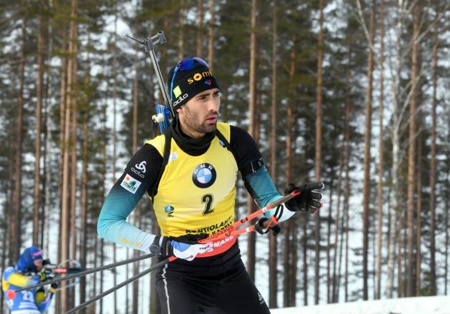 Le Français Martin Fourcade à l'échauffement avant la poursuite de Kontiolahti, comptant pour la Coupe du monde de biathlon, le 14 mars 2020 [Jussi Nukari / Lehtikuva/AFP]