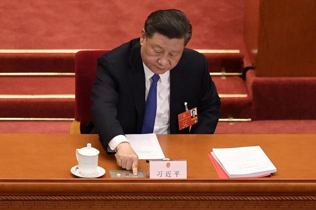 Le président chinois Xi Jinping lors de la session finale de l'Asemblée nationale populaire, le 28 mai 2020 à Pékin   [NICOLAS ASFOURI / AFP]