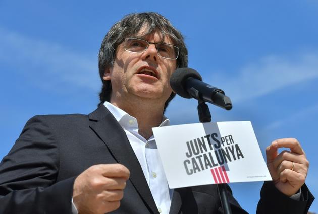L'indépendantistes catalan Carles Puigdemont, ici le 24 mai 2019 à Bruxelles, a été élu au parlement éuropéen le 26 mai 2019 [EMMANUEL DUNAND / AFP]