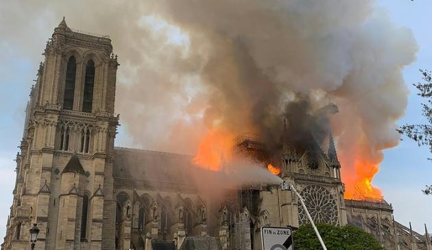 Notre-Dame de Paris en flammes, le 15 avril 2019 [Patrick ANIDJAR / AFP/Archives]
