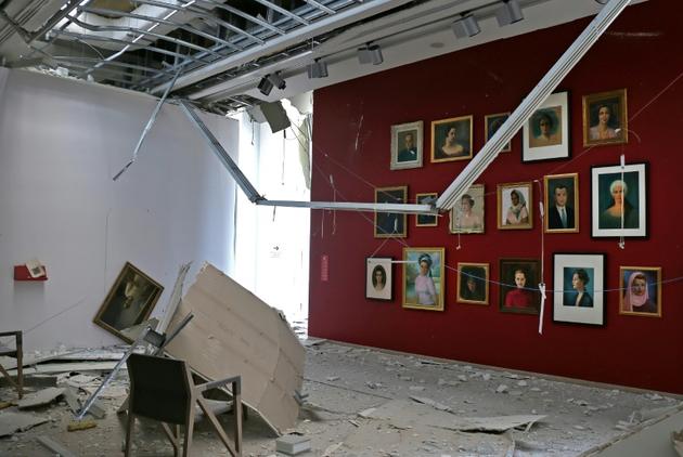 Photo fournie par le musée Sursock montrant une salle d'exposition ravagée par l'explosion du port de Beyrouth, le 8 août 2020 [- / Sursock Museum/AFP]