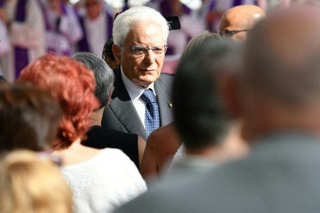 Le président de la République italienne Sergio Mattarella, le 14 août 2019 à Gênes [Alberto PIZZOLI / AFP/Archives]