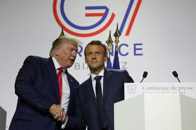 Les présidents américain et français Donald Trump et Emmanuel Macron lors d'une conférence de presse commune le 26 août 2019 à Biarritz (France) [ludovic MARIN / AFP]