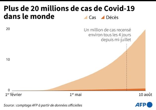 Plus de 20 millions de cas de Covid-19 dans le monde [Robin BJALON / AFP]