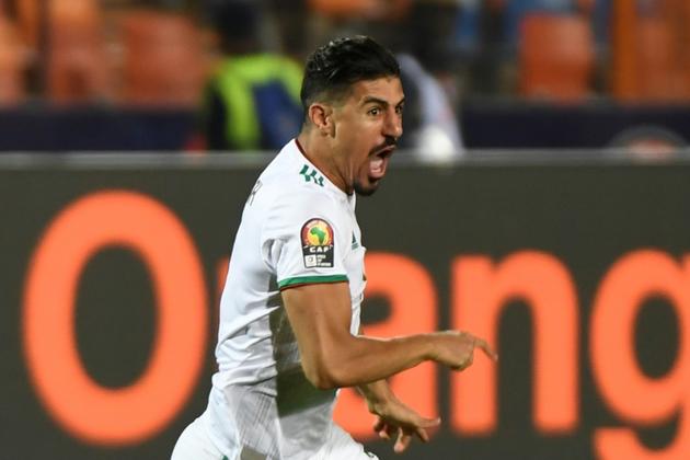 L'attaquant algérien Baghdad Bounedjah buteur décisif contre le Sénégal en finale de la CAN-2019, le 19 juillet 2019 au Caire [Khaled DESOUKI / AFP]