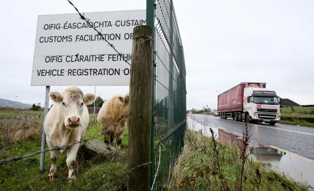 Près d'un poste de douane désaffecté à la frontière irlandaise, en novembre 2018 [Paul FAITH / AFP/Archives]
