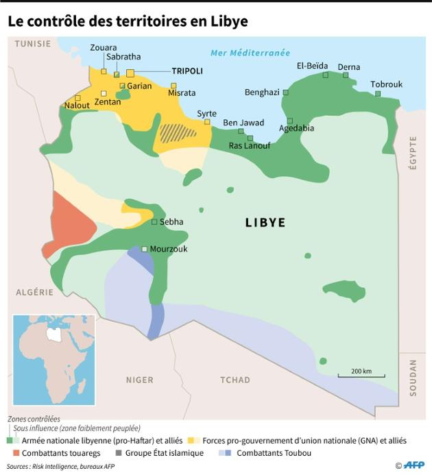 Le contrôle des territoires en Libye [Sophie RAMIS / AFP]