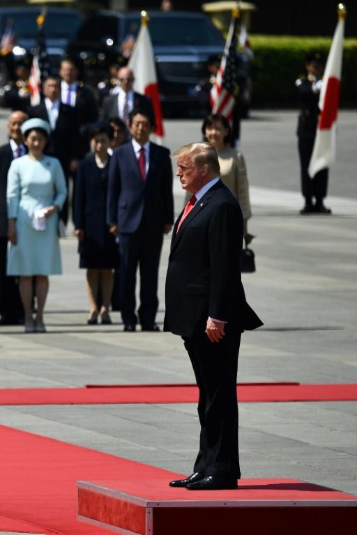 Donald Trump lors d'une cérémonie au palais impérial à Tokyo le 27 mai 2019 [Brendan SMIALOWSKI / AFP]